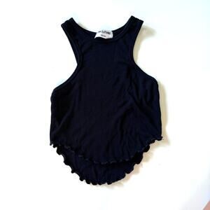 LNA Women's XS Skinny Racer Crop Tank Black Top